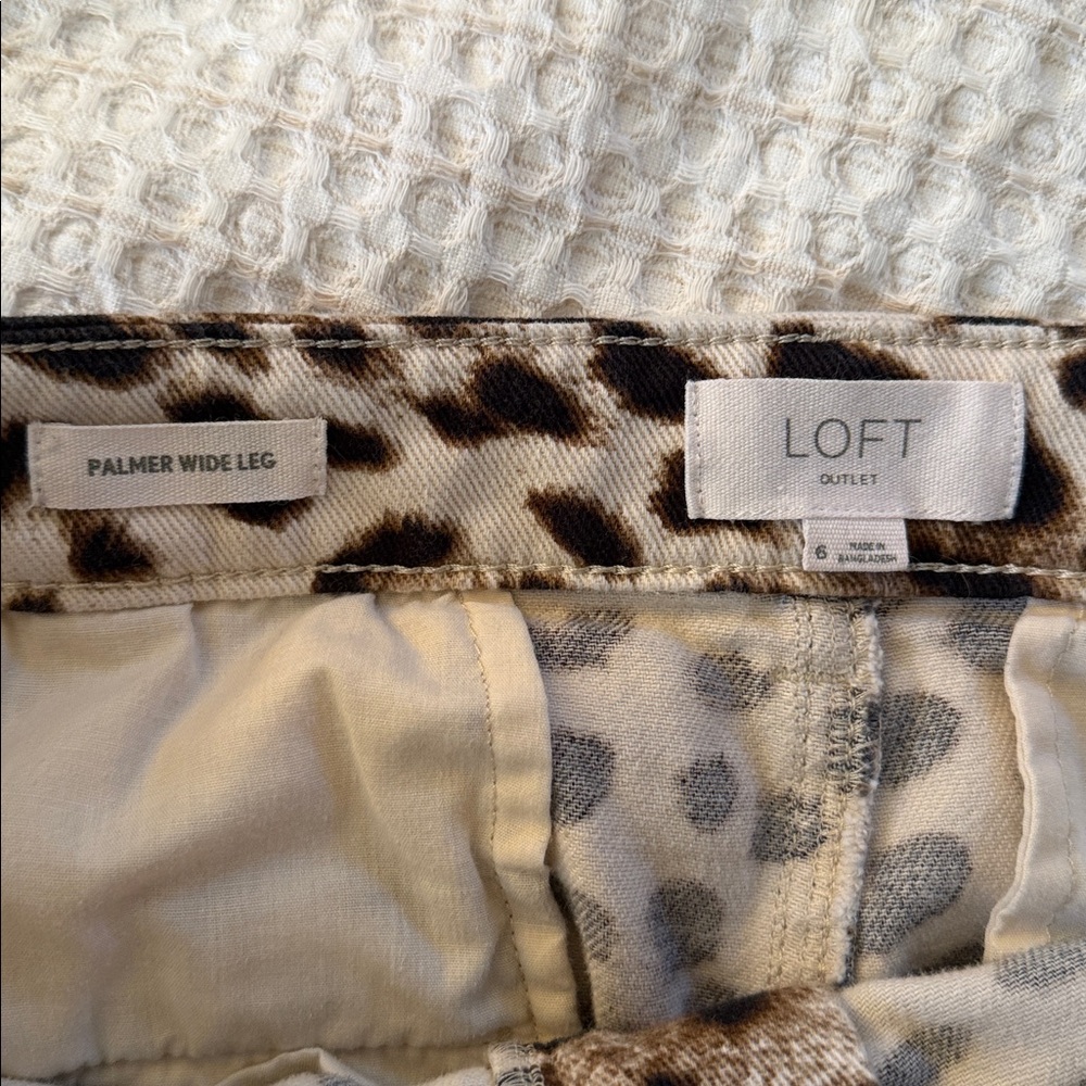Loft Outlet Leopard Print Palmer Wide Leg Pants - Neutral Animal Print - Picture 5 of 7